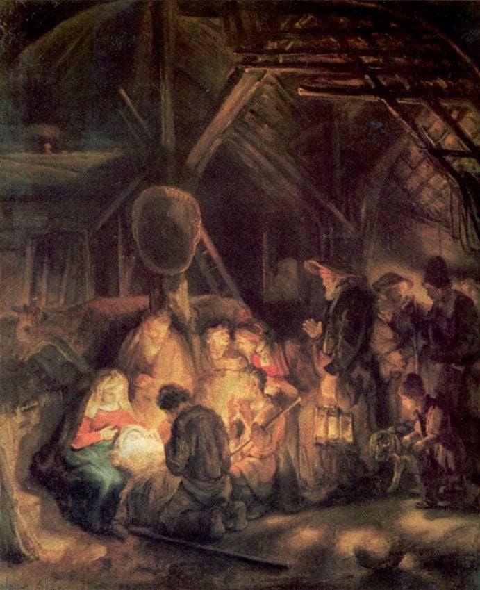Adoration of the Shepherds by Rembrandt — Oil Painting Reproduction