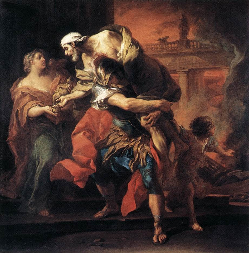 Aeneas Carrying Anchises by Charles-Andre van Loo (Carle van Loo) — Oil Painting Reproduction