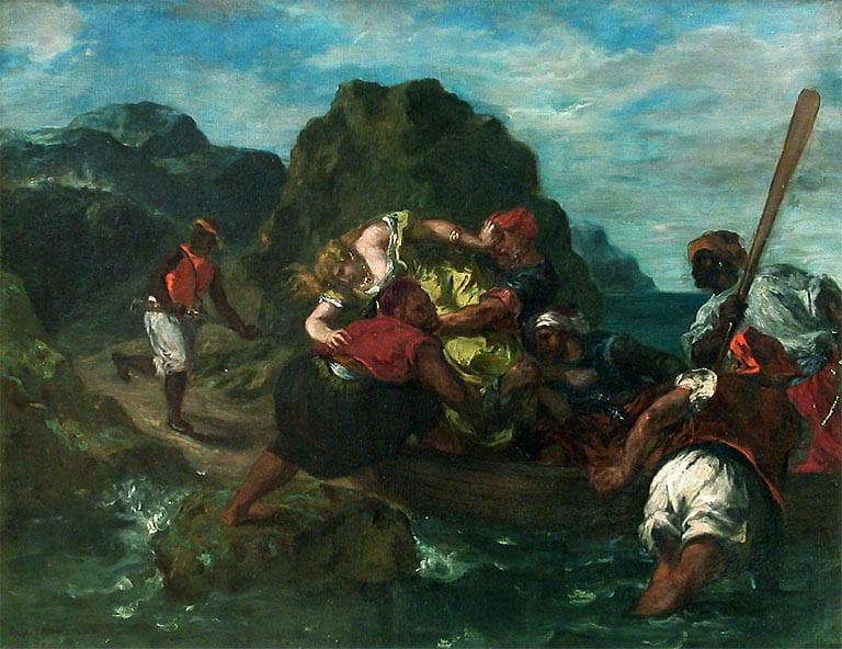 African Pirates Abducting a Young Woman by Eugene Delacroix — Oil Painting Reproduction