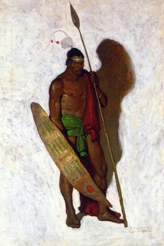 African Warrior by N.C. Wyeth — Oil Painting Reproduction