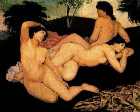 After the Bath (The Nymphs) by Emile Bernard — Oil Painting Reproduction
