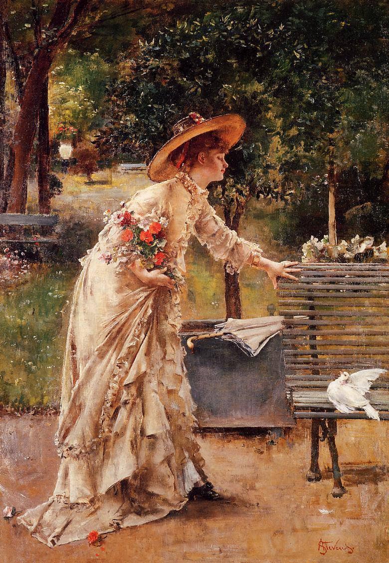 Afternoon in the Park by Alfred Stevens — Oil Painting Reproduction