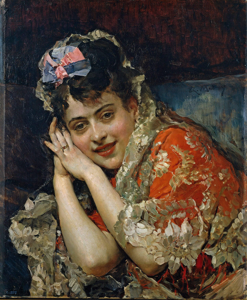 Aline Masson, With White Mantilla by Raimundo de Madrazo — Oil Painting Reproduction