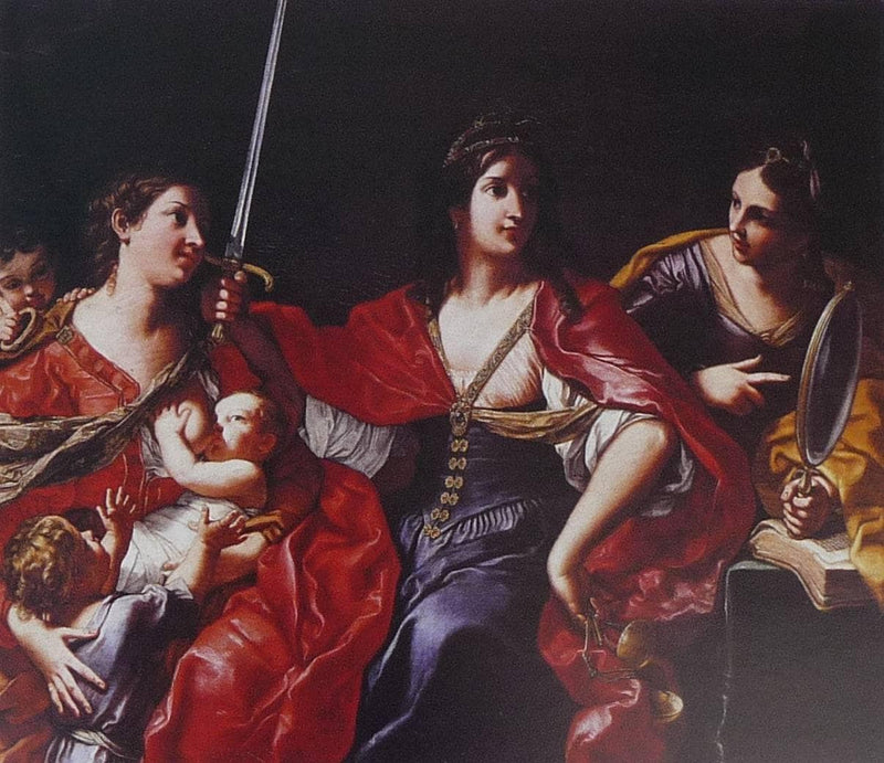 Allegory of Justice, Charity, and Prudence by Elisabetta Sirani — Oil Painting Reproduction