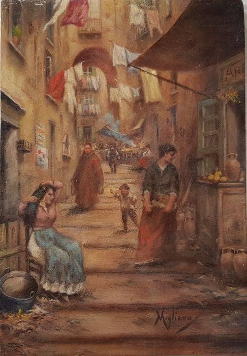 Alleyway of Naples by Vincenzo Migliaro — Oil Painting Reproduction