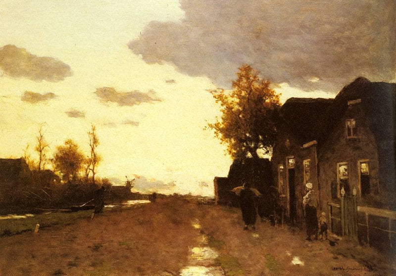 Along the Canal by Johan Hendrik Weissenbruch — Oil Painting Reproduction