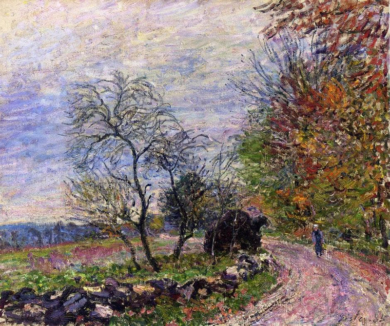 Along the woods in Autumn by Alfred Sisley — Oil Painting Reproduction