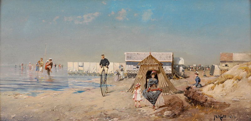 On the beach in Ostend by Robert Alott, Oil Painting Reproduction