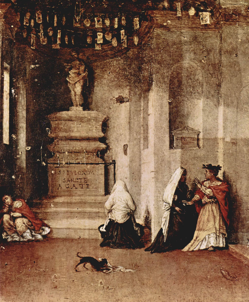 Altar of St. Lucia, footplate: St. Lucia in prayer and the valediction of St. Lucia by Lorenzo Lotto — Oil Painting Reproduction