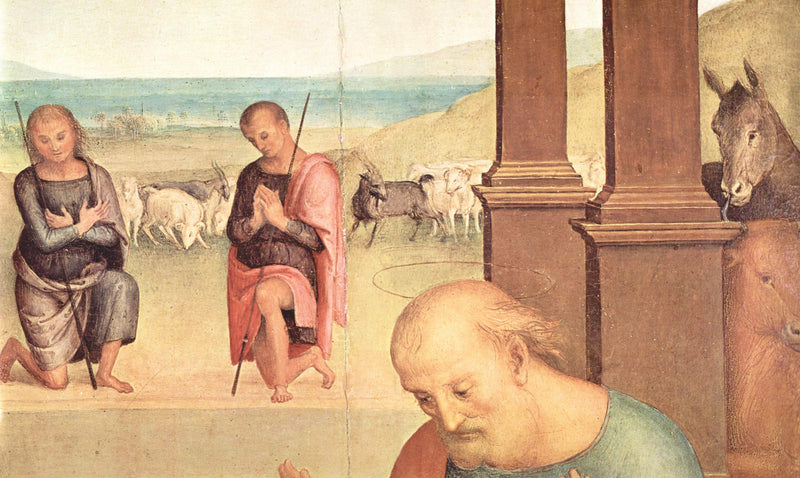 Altarpiece of St. Augustine -Adoration of the Shepherds (detail) Altarpiece of St. Augustine by Pietro Perugino — Oil Painting Reproduction