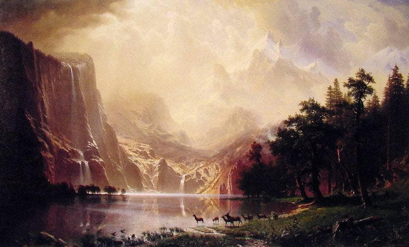 Among the Sierra Nevada Mountains, California by Albert Bierstadt — Oil Painting Reproduction