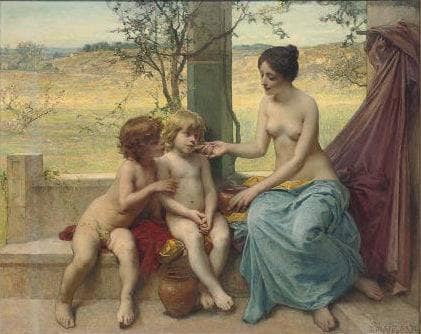 An allegory of motherhood by Diogène Maillart — Oil Painting Reproduction