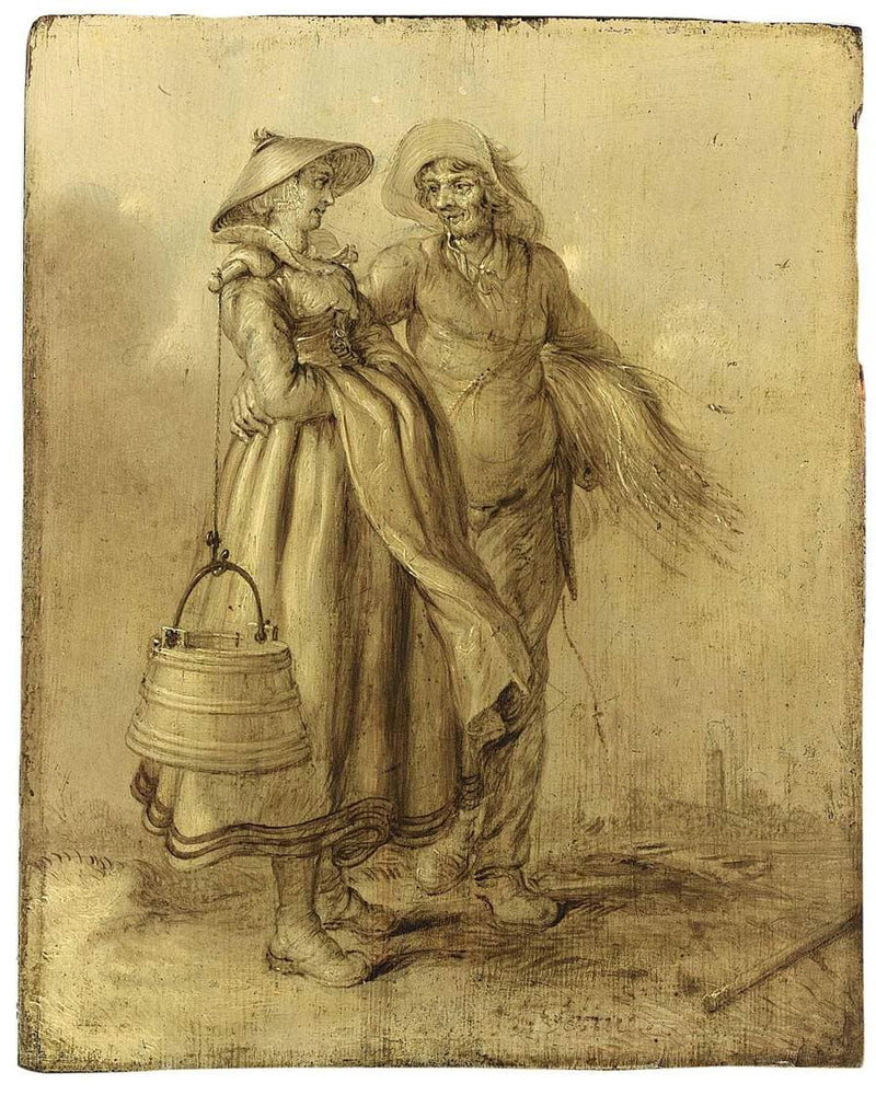 An Amorous Peasant Couple Conversing by Adriaen van de Venne — Oil Painting Reproduction