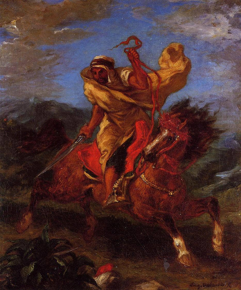 An Arab Horseman at the Gallop by Eugene Delacroix — Oil Painting Reproduction