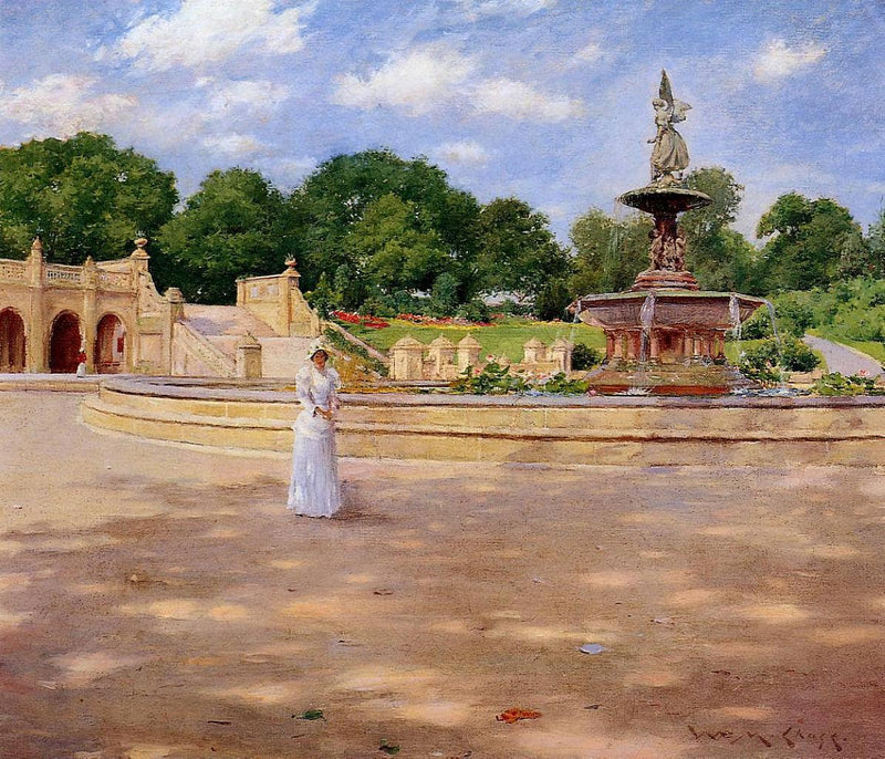 An Early Stroll in the Park by William Merritt Chase — Oil Painting Reproduction