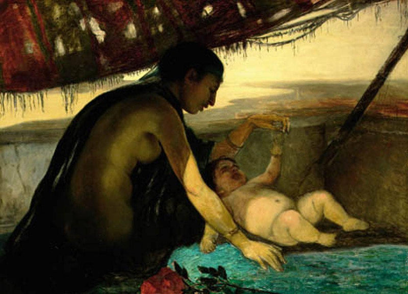 An Egyptian woman playing with her little child by Elisabeth Jerichau-Baumann — Oil Painting Reproduction