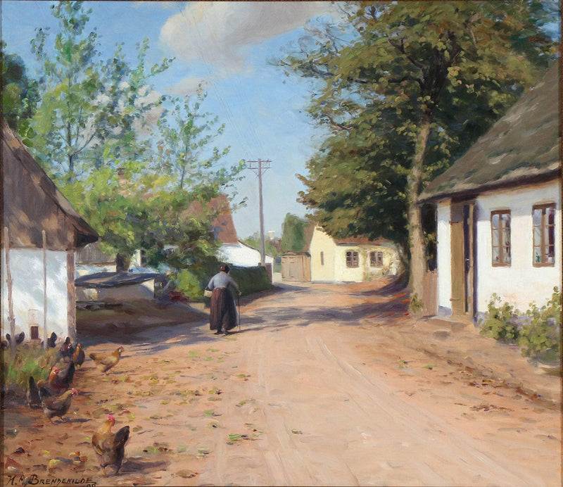An Elderly Woman in a Village Street by Hans Andersen Brendekilde — Oil Painting Reproduction