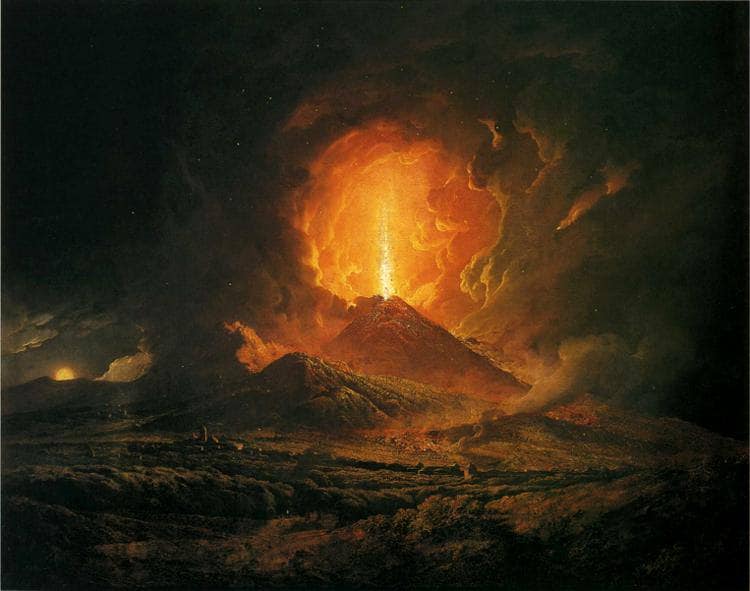 An Eruption of Vesuvius, seen from Portici by Joseph Wright — Oil Painting Reproduction