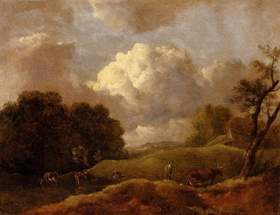 An Extensive Landscape With Cattle And A Drover in study