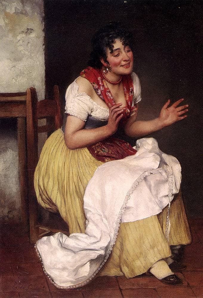 An Interesting Story by Eugene de Blaas — Oil Painting Reproduction