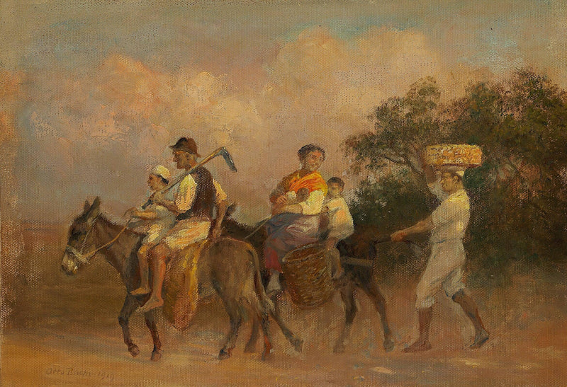 An Italian Family Riding in Lazio by Otto Bache — Oil Painting Reproduction