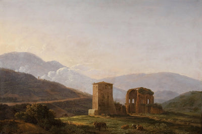 An Italianate Landscape with Ruins and Cattle in study
