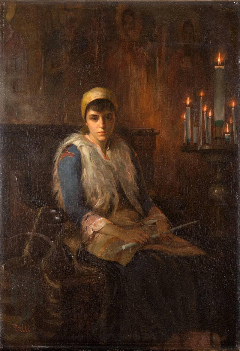 An offertory candle by Théodore Ralli — Oil Painting Reproduction
