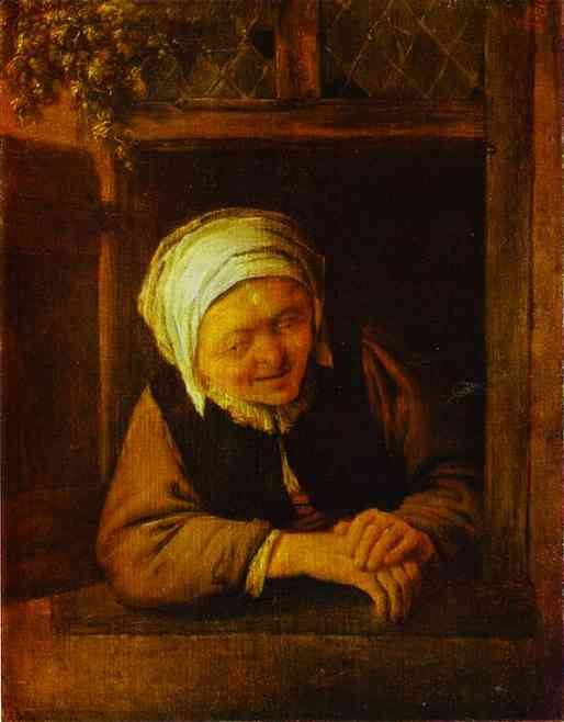 An Old Woman by Window by Adriaen van Ostade — Oil Painting Reproduction