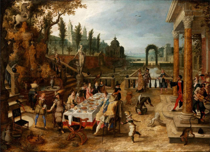 An outdoor banquet by Sebastiaen Vrancx — Oil Painting Reproduction