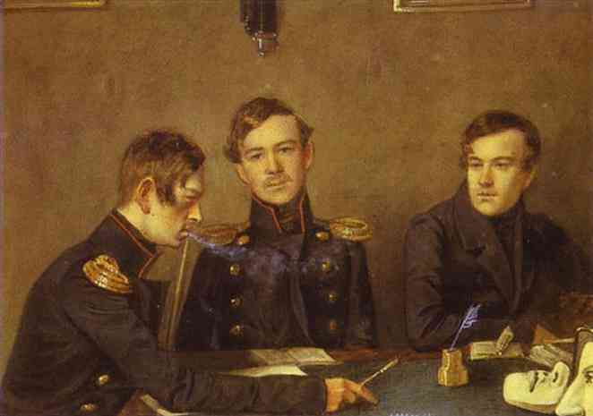 Andrey, Grigoriy and Alexander Druzhinin by Pavel Fedotov — Oil Painting Reproduction