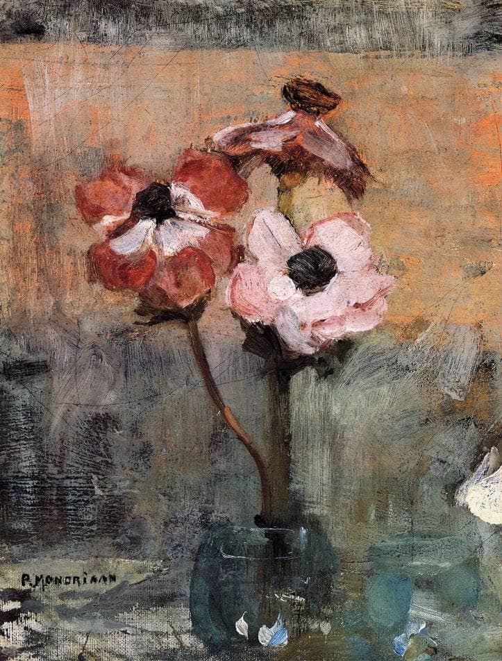 Anemones in a Vase by Piet Mondrian — Oil Painting Reproduction
