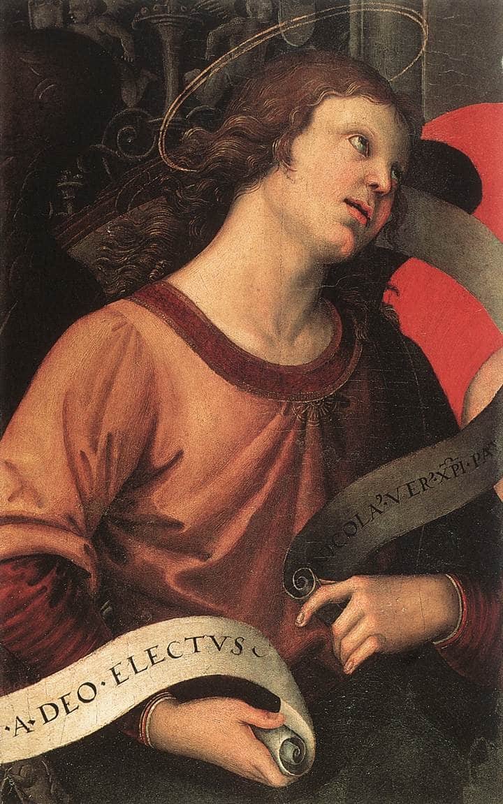 Angel, from the polyptych of St. Nicolas of Tolentino by Raphael — Oil Painting Reproduction