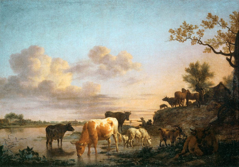 Animals by the River by Adriaen van de Velde — Oil Painting Reproduction