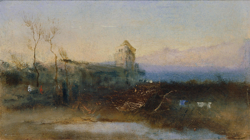 Landscape with castle by Anton Romako — Oil Painting Reproduction