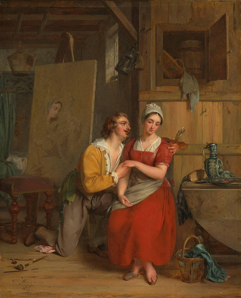 Anthony van Dyck in Love with His Model by Gustaf Wappers, Oil Painting Reproduction