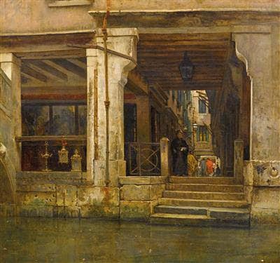 Antique Shop, Venice by Vincenzo Caprile — Oil Painting Reproduction
