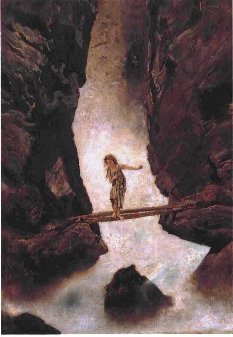At the waterfall by Anton Romako — Oil Painting Reproduction