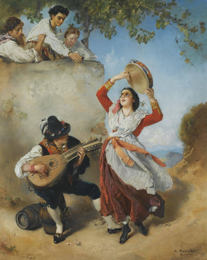 Street musicians by Anton Romako — Oil Painting Reproduction