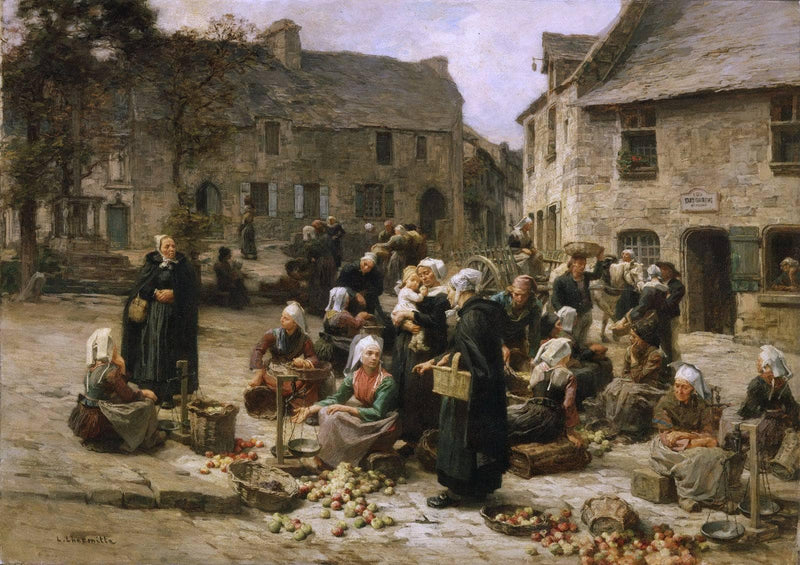 Apple Market, Landerneau, Brittany by Léon Augustin Lhermitte — Oil Painting Reproduction
