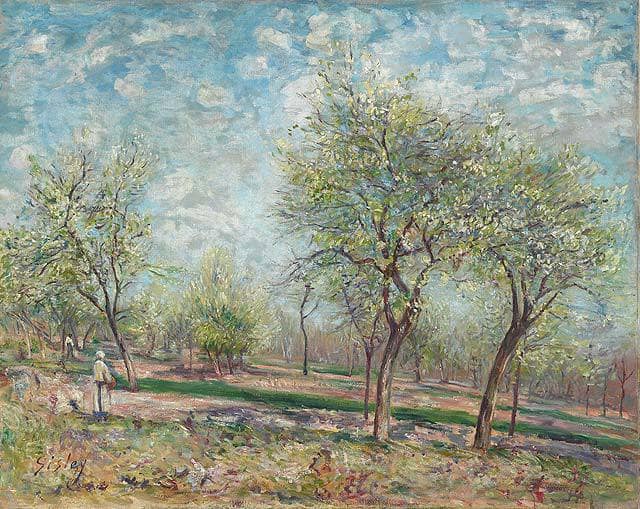 Apple Trees in Bloom by Alfred Sisley — Oil Painting Reproduction