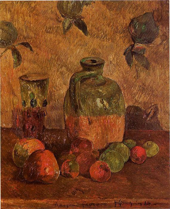 Apples, Jug, Iridescent Glass by Paul Gauguin — Oil Painting Reproduction