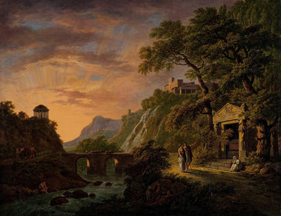Arcadian Landscape with Setting Sun in modern living room