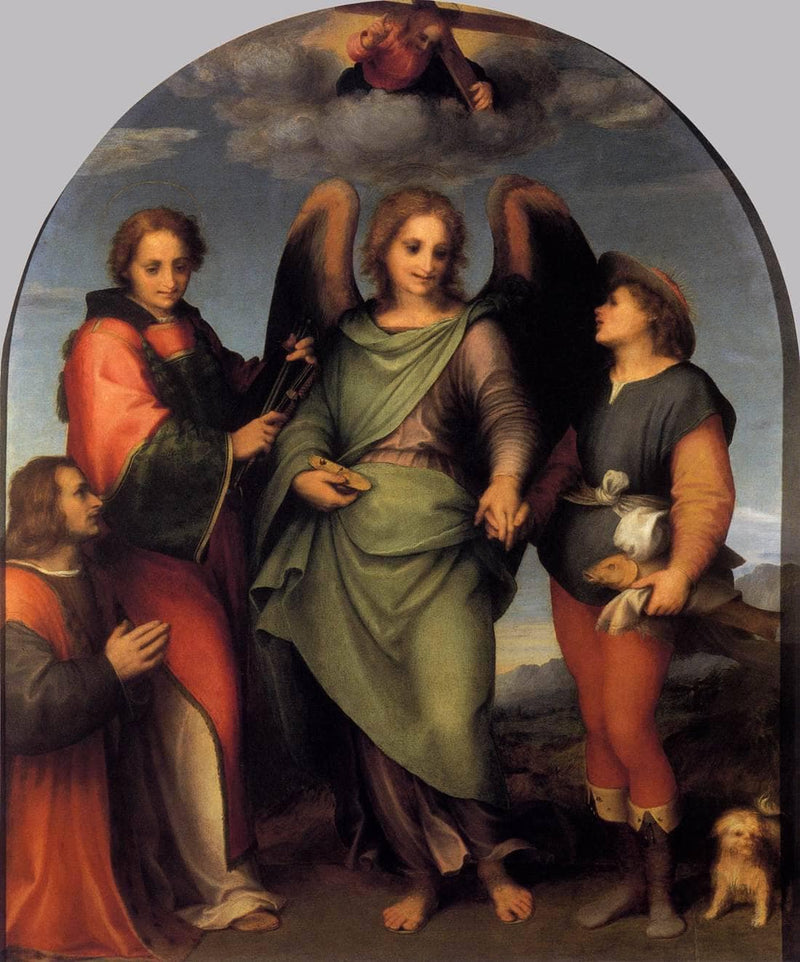 Archangel Raphael with Tobias, St. Lawrence and the Donor Leonardo di Lorenzo Morelli by Andrea del Sarto — Oil Painting Reproduction