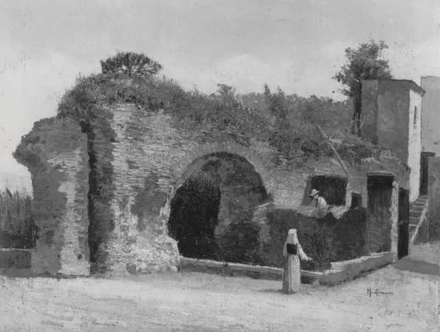 Arches in ruins with figures by Michele Cammarano — Oil Painting Reproduction