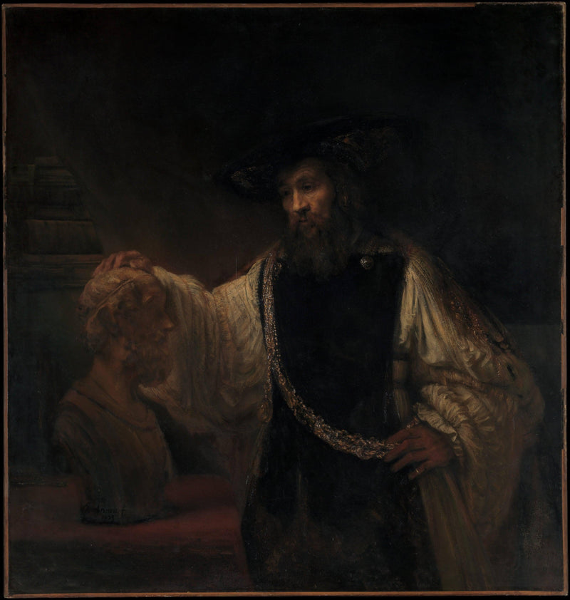 Aristotle with a Bust of Homer (Aristotle Contemplating a Bust of Homer) by Rembrandt — Oil Painting Reproduction