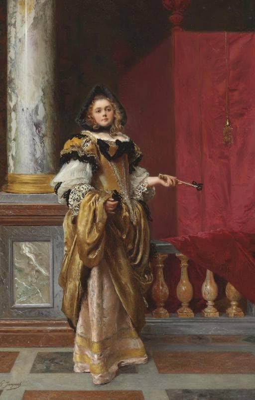 Arriving at the ball by Gustave Jacquet — Oil Painting Reproduction