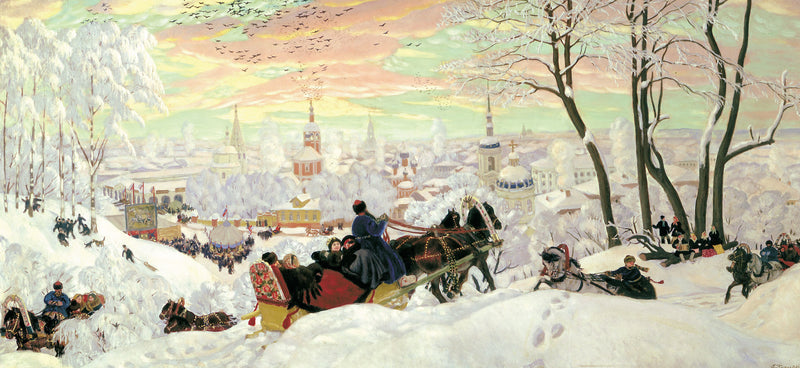 Arriving for Shrovetide by Boris Kustodiev, Oil Painting Reproduction