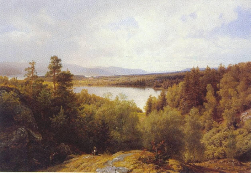Asterudtjernet, Ringerike by Hans Gude — Oil Painting Reproduction