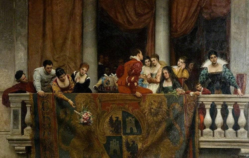 At the Carnival by Eugene de Blaas — Oil Painting Reproduction