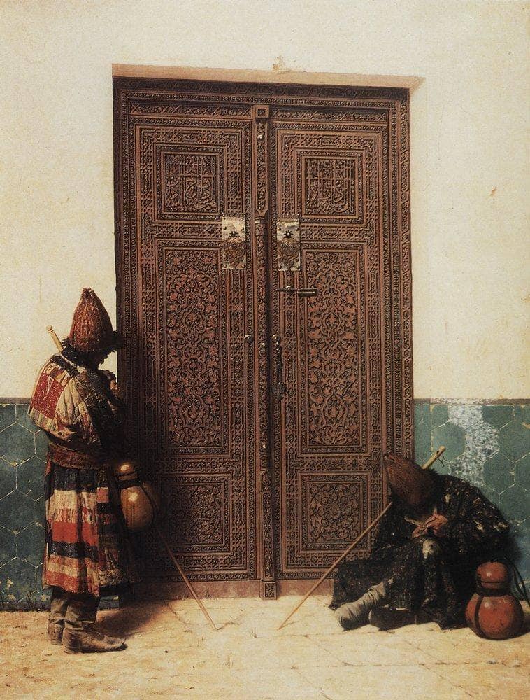 At the Door of a Mosque by Vasily Vereshchagin — Oil Painting Reproduction